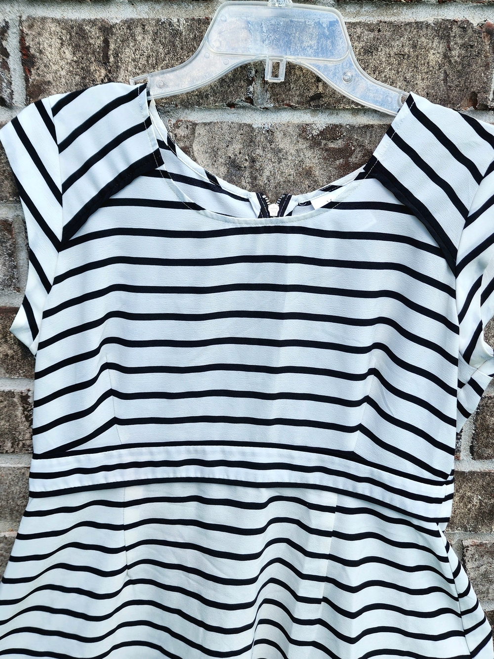 Motherhood Maternity Black & White Striped Peplum Nursing Top Silky Flowy Light - Picture 5 of 8